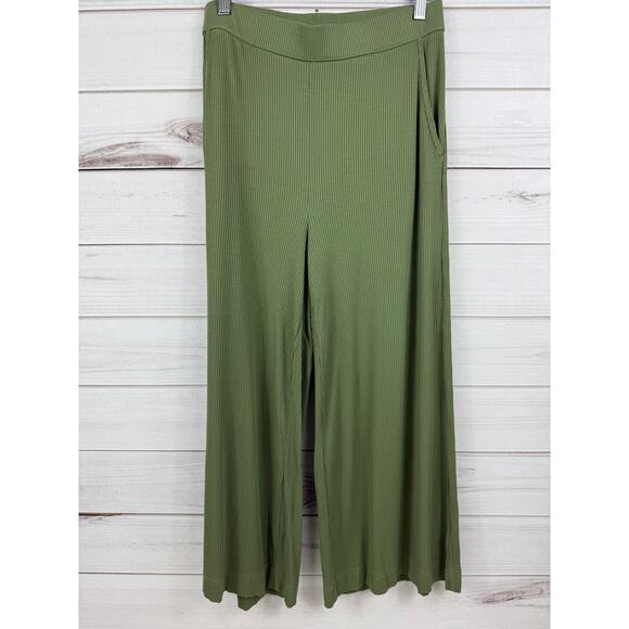 LOFT Beach Women's Green Cropped Stretch Wide Leg Capri Size M - Picture 1 of 9